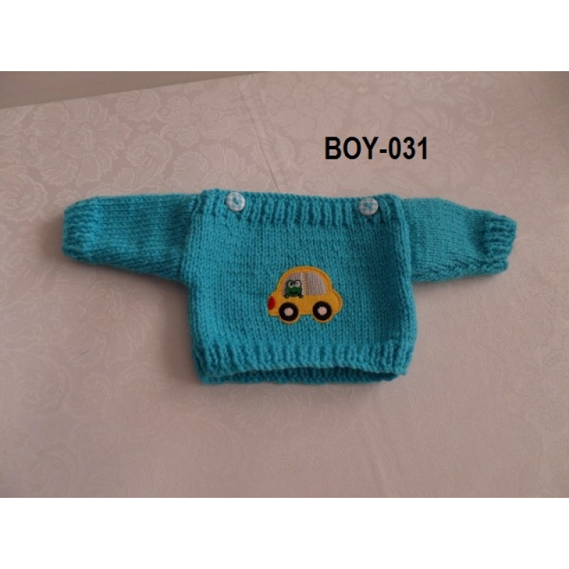 Trui aqua met autootje